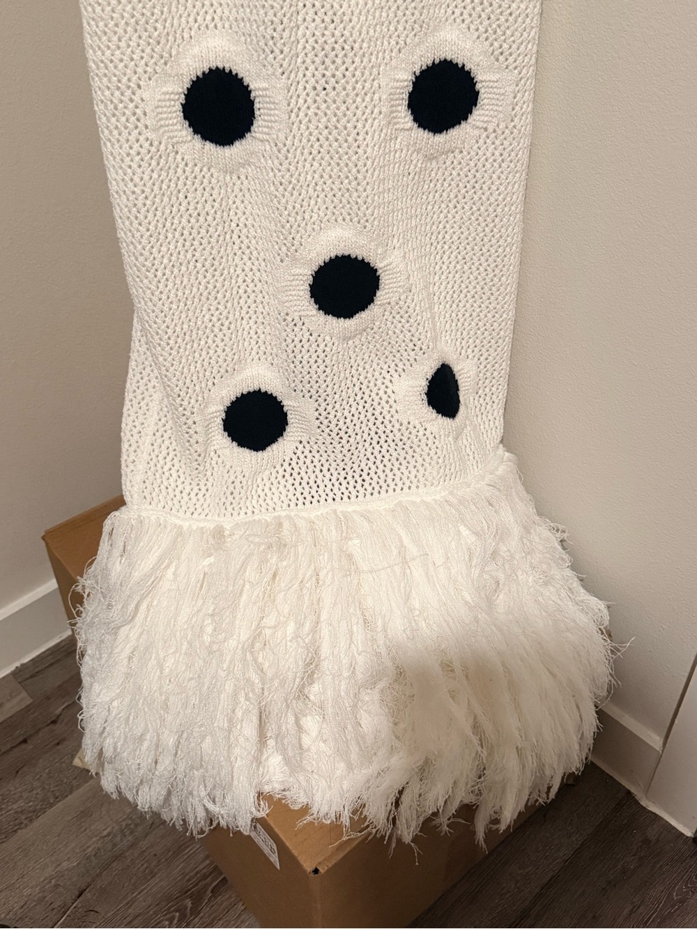 Hanifa Harper III White Knit Maxi Dress with Black Polka Dots - Picture 6 of 13